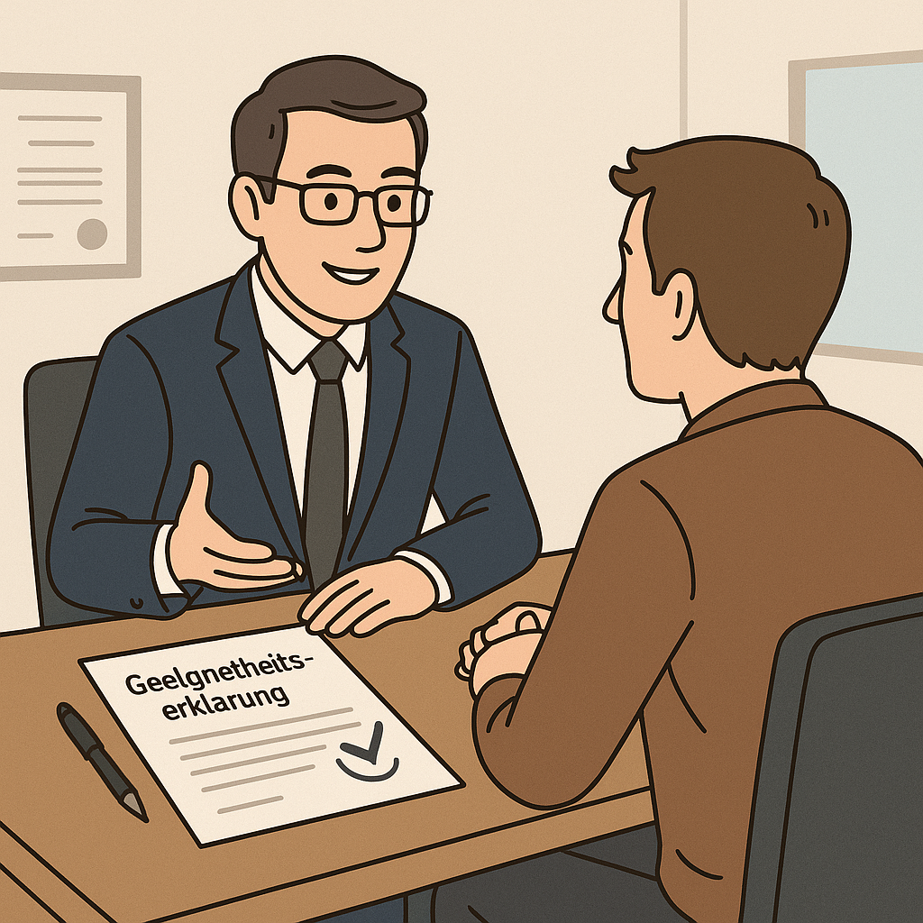 Geeignetheitserklärung nach § 18 FinVermV