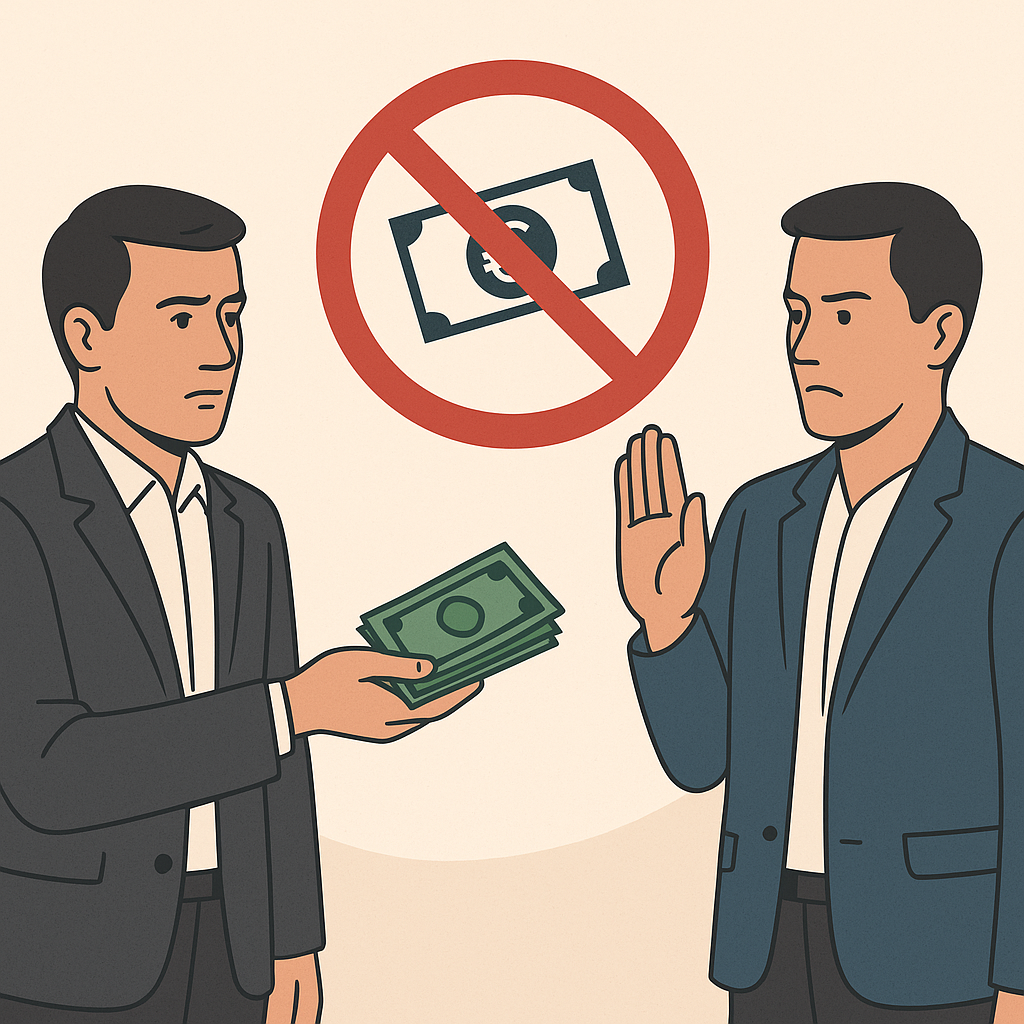 Unzulässigkeit der Annahme von Geldern nach § 20 FinVermV